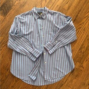 J. Crew Blue and Red Striped Etienne Overside Button Shirt XS Fall 2025